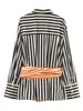 Comercio exterior transfronterizo ropa de mujer 2026 otoño nuevo diseño de moda europeo y americano camisa a rayas con cinturón de empalme 7047153
