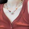 VALIENTE Primavera y Verano Nicho Hecho a Mano Colorido Collar de Cuentas de Arroz Lindo Vintage Cadena para Clavícula para Mujeres