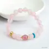Pulsera de Cristal Rosa Natural Jueyu Ágata Rosa Flor de Durazno Pulsera de Cristal de Círculo Único Regalo para Mujer S4040402