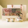Fabricante Die Lianhua Tetera y Tazas de Gato Lindas Juego de Té de Cerámica Kung Fu para Preparar Té, Una Tetera y Dos Tazas Caja de Regalo