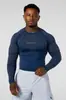 Youngla Nova Roupa Fitness Treinador Esportiva Camiseta de Manga Longa com Gola Redonda Meias Masculinas Roupa de Treinamento de Alta Elasticidade Roupa Fitness
