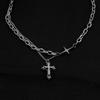 Collar con colgante de cruz de diamantes de doble capa personalizado y moderno, colgante de acero de titanio, collar de hip-hop, accesorios para parejas largas