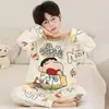 Pijama Masculino Novo para Primavera e Outono de 2026 para Crianças Maiores, Conjunto Fino de Manga Longa para Casa para Meninos Pequenos e Estudantes