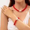 Joias Transfronteiriças Europeias e Americanas Pulseira Colorida Simples de Contas Conjunto de Joias Geométrico Criativo Colar de Pérola de Imitação com Formato Especial