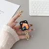Pulseira de Relógio Estilo Corrente Cravejada de Diamantes em Forma de V com Cintura Fina Adequada para Apple 9 10 S10 Huawei 11 Fit4 Xiaomi Pulseira de Metal