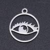 Colgante de ojo de diablo hueco de acero de titanio con siete cuentas, accesorios de joyería de acero inoxidable de moda femenina, colgante de collar DIY