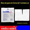 Gaze estéril de corte para gás medicinal Zhende, em bloco aberto em V, com corte em formato de U, para sutura de garganta em cirurgia, 8 * 10cm