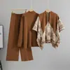 Conjunto de Malha Casual Fashion Amazon para Mulheres Outono e Inverno Suéter de Gola Alta Calça Casaco Echarpe Conjunto de Três Peças