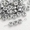 4*7mm Base de Plata Antigua Letra Negra Cuentas de Letra Acrílicas Cuentas Sueltas Accesorios para Joyería DIY Accesorios para Collares Pulseras
