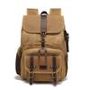 Mochila Masculina e Feminina Esportes ao ar livre Mountaineering Bag Viagem Mochila Estudante Bookbag Lona com Couro Cavalo Louco Vintage