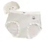 Calcinha Feminina 10A de Algodão de Fibra Longa, Respirável, Cintura Média, com Forro de Seda, Simples e Confortável, Amiga da Pele, Design de Urso