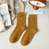 Calcetines de Terciopelo Australianos para Mujer en Otoño e Invierno Nuevos Espesados Cálidos y Lindos con Bordado de Oso de Dibujos Animados Calcetines de Media Caña para Mujer para Casa Calcetines para Dormir