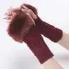 Luvas Peludas Curtas em Forma de Diamante Novas Mangas de Lã Outono e Inverno Mangas Falsas Femininas Mangas de Punho Quentes de Tricô Sem Dedos para Braço