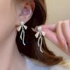 Pendientes de borla de perla con lazo estilo francés para mujer, novedad de 2024, de lujo, de alta gama, con diseño de nicho para verano.