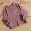 Camiseta Básica de Veludo Outono e Inverno para Crianças Meninos e Meninas com Forro de Lã Gola Meia-alta Roupas de Outono Roupa Íntima de Manga Longa para Crianças Grandes Top Quente