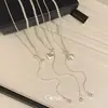 Colar com Cordão de Contas Fluido Rima Coração de Contas Pingente Pérola Minimalista Corrente Fina para Clavícula Simples Elegante para o Dia a Dia