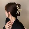 Pinza para el Cabello de Metal para Mujer, Pinza Tiburón de Lujo de Alta Gama, Pasador para Peinados Recogidos, Accesorio para el Cabello con Perlas para la Parte Trasera de la Cabeza