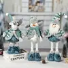 Decoraciones Retráctiles Navideñas Muñeco Azul de Papá Noel Muñeco de Nieve Reno Muñeco Adornos Decorativos Muñeco Ventana
