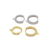 Arete de aro redondo de circonita con chapado de oro real de 18K de cobre puro que conserva el color, anillo abierto, accesorios para aretes DIY A43