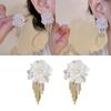 Doce Estilo Pastoral Flor Fresca Strass Borla Brincos Luz Luxo Alto Sentido Moda Tendência Design Sentido Brincos