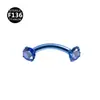 F136 Aleación Doble Cabeza Circonita Incrustada Rosca Interna Barra Curva Stud para Ceja 0.9 Rosca Interna 6-10mm Joyería para Piercing Corporal