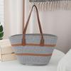 Bolso de Mano de Puntada Vintage en Contraste Bolso Tejido a Crochet Hecho a Mano Bolso de Cuerda de Algodón Bolso de Hombro Grande para Mujer