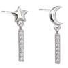 Pendientes largos asimétricos con incrustaciones de diamantes de Corea del Sur, que combinan con todo, pequeños pendientes de plata con forma de estrella y luna, joyería femenina al por mayor