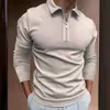 Europa y Estados Unidos transfronterizos nuevo otoño hombre manga larga solapa monocromático camiseta slim camiseta tipo POLO hombre una generación de pelo