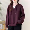 Moletom Feminino Outono e Inverno Sem Capuz Ombro Normal Manga Longa Estilo Europeu Solto Estilo Preguiçoso Camada Base Roupa Íntima Top Estiloso Tendência