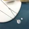 Collar de Plata S925 Cara Sonriente Cadena para Clavícula Lujo Ligero Diseño de Nicho Cadena con Palabra de Suerte Collar de Hoja Regalo de San Valentín