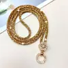 Nova Bolsa Tiracolo de Flor com Strass de Cristal Longo Fivela Redonda de Strass Luxuosa Alça de Câmera de Ponta Corrente Anti-Perda Corrente Tiracolo