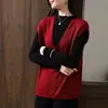 Chaleco Suéter Sin Mangas para Mujer, Nuevo Estilo Primavera y Otoño, Cuello en V de Lana, Chaleco de Punto Brillante, Ropa de Abrigo para Invierno