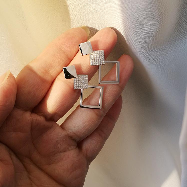 ED803371 3372圆形菱形耳环