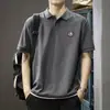 Camisa Polo Casual Estilo Americano para Homens, Manga Curta, Corte Solto, Tamanho Grande, Design Único, Marca Minimalista Tendência, Camisa Polo com Gola Reversível para o Verão