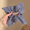 Lenço Quadrado Xadrez Azul Coreano com Laço Prendedor de Cabelo Feminino Faixa de Cabeça de Alta Qualidade Corda de Cabelo Faixa de Cabeça Fashion Acessórios de Cabelo