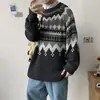 Suéter de cuello redondo estilo Hong Kong para hombre, tejido casual de estilo étnico holgado, camiseta de punto básica de moda y única para otoño e invierno 2026