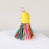Pingente de Borla Pequena de Fio de Algodão Enrolado à Mão Estilo Xizang, Material para Pulseira DIY Feito à Mão, Ornamento de Borla Curta com Tampa Rosqueada