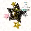 Feliz Año Nuevo Globos de Papel de Aluminio de 18 pulgadas Celebra la Nochevieja con Estrellas Fugaces, Copas de Vino y Estrellas de Cinco Puntas Decoraciones de Feliz Año Nuevo