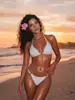 Nuevo traje de baño sexy de dos piezas transfronterizo de AliExpress para mujer, estilo europeo y americano, conjunto de tres piezas con tirantes, bikini