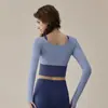 Conjunto de Yoga para Mujer Nuevo Bloque de Color Cintura Pantalones de Yoga Falso Dos Piezas Manga Larga Superior Profesional Pilates Ropa de Fitness Otoño