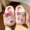 Pantuflas de algodón para niños, diseño de lazo lindo, nueva colección otoño/invierno 2026, pantuflas de invierno para interior con suelas antideslizantes y forro de felpa