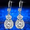 Brincos de Prata Imitação Joias de Orelha Multicor Coreanas Nova Fivela de Orelha Brilhante Zircônia Brilhante Brincos Longos Pendentes de Diamante Grande Cuproníquel
