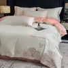 Juego de cuatro piezas de algodón de fibra larga de 80 hilos, suave como la seda para dormir sin ropa, ropa de cama 100% algodón, lujo ligero y estilo minimalista