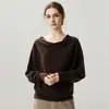 Suéter de Punto Elegante Holgado Adelgazante de Manga Larga para Mujer, Estilo Nuevo Otoño/Invierno, Cachemira, Manga Murciélago de un Hombro, Capa Base de Manga Larga