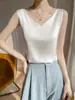 Ropa Transfronteriza D09-Verano Tallas Grandes Camisola Capa Base para Chicas Calientes para Usar Afuera, Camisola Blanca de Seda de Hielo