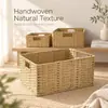 Cesta de almacenamiento de escritorio para el hogar, cesta de almacenamiento tejida, cesta rectangular de imitación ratán para snacks, cesta de lavandería
