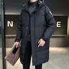 Jaqueta de plumas para homens e mulheres, novo modelo de inverno, casaco quente com capuz para casais, jaqueta de plumas espessa à prova de frio