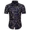 Moda Europea y Americana Casual Camisa Floral de Manga Corta Juventud Delgada Top de Flores de Playa Corte Delgado Cardigan para Deportes al Aire Libre Moderno