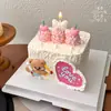 214 Decoración para Pastel del Día de San Valentín Tarjeta de Corazón Arco de Cupido Oso con Arco Vela de Cereza para Insertar