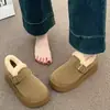 Zapatos de Algodón para Mujer 2026 Nuevo Estilo Invierno Con Felpa Cálidos Suela Gruesa Casual Botas de Nieve Caña Baja Boca Poco Profunda Peludos Zapatos Birkenstock